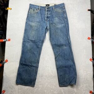 Obey Roomy Fit Straight Leg Jeans Men's Blue Denim Classic Button Fly - 36X30